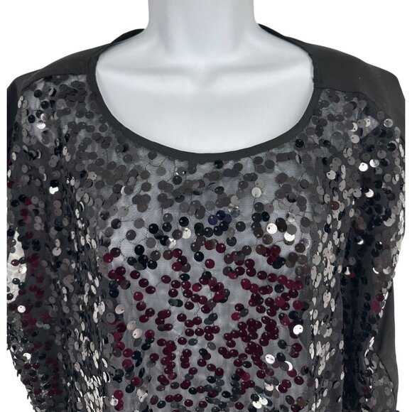 Lane Bryant Womens Black Sequin Embellished Blouse Size 16 - Picture 2 of 8